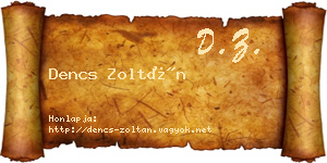 Dencs Zoltán névjegykártya